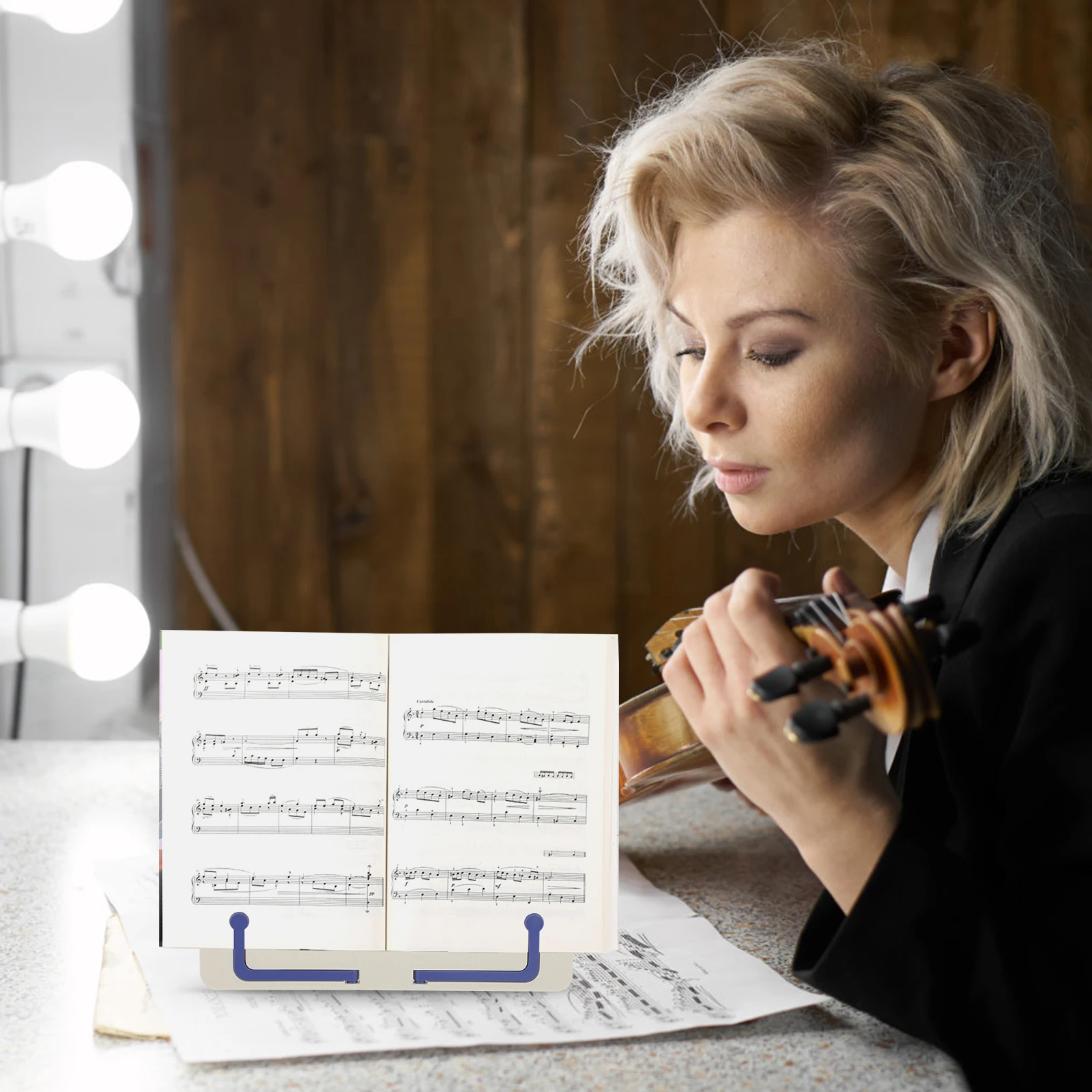 

Foldable Desktop Music Score Stand Portable Household Musical Notation Holder Multi Angle Adjustable Compact Durable Plastic