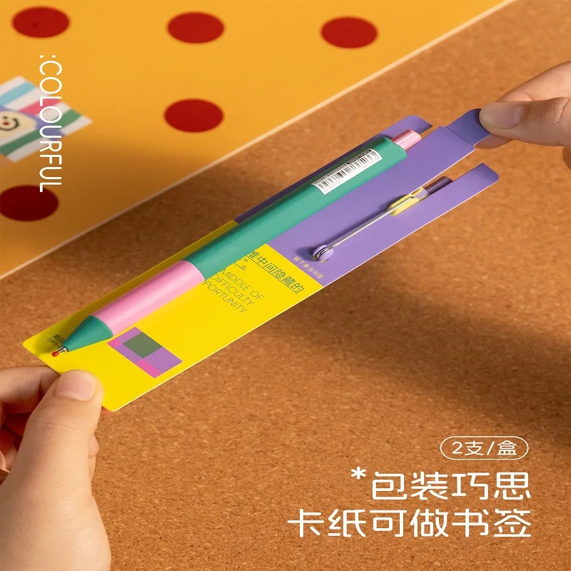 

ZENNYTH креативная геометрическая гелевая ручка с цветными блоками, 2 шт., 0,5 мм, черная, скоростная сушка, гладкое письмо, студенческие офисные канцелярские принадлежности