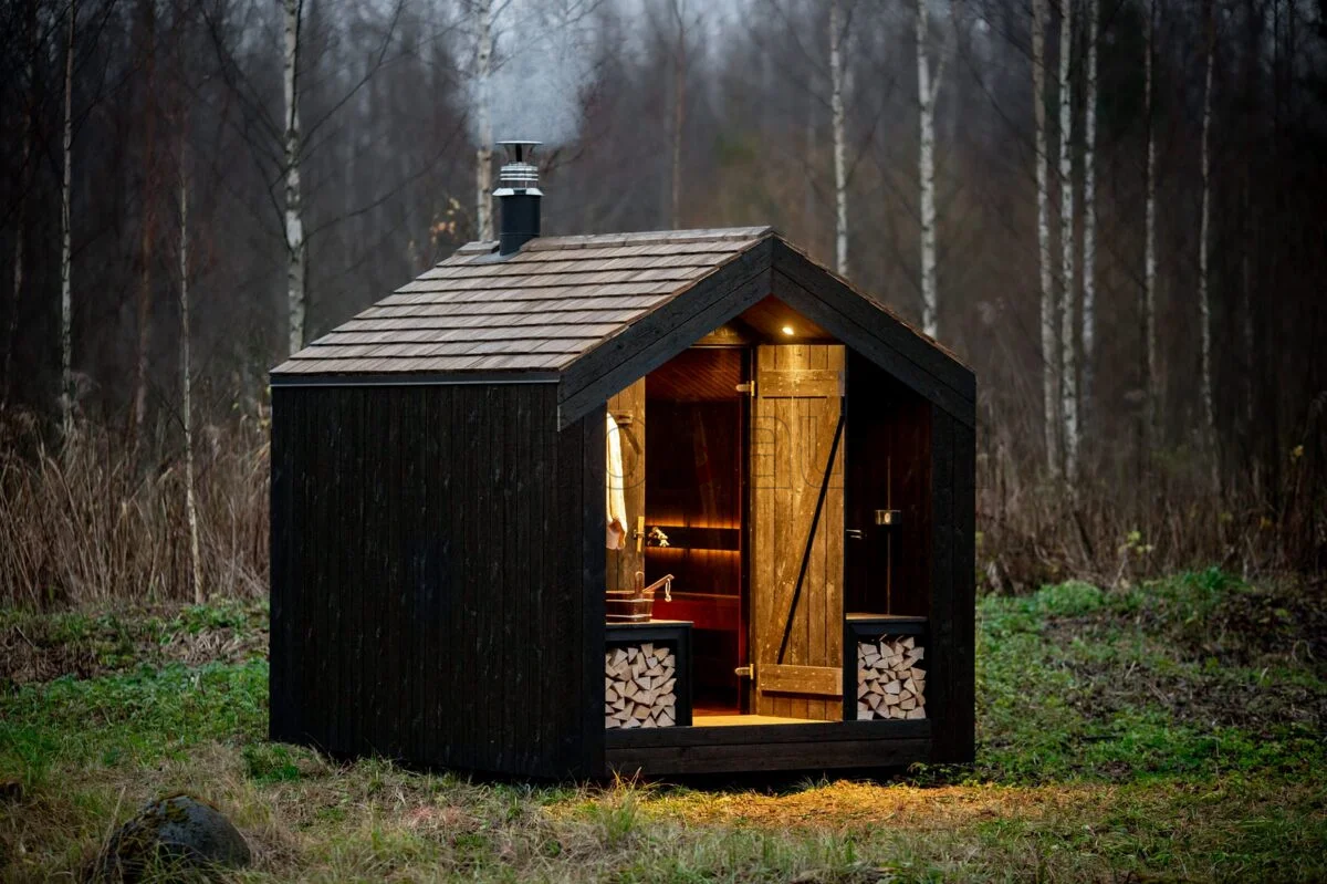 Deluxe Forest Sauna Cabin Ideal for Health and Relaxation with Natural Wood Aesthetics