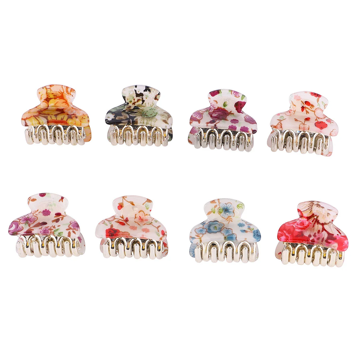 

8 Pcs Grab Clip Thin Hair Floral Headwear Ponytail Assorted Color Small Hairpin Accessory Thick Everyday Use