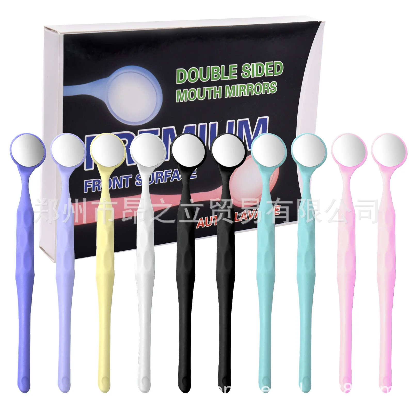 

Dental mouth mirror, colored plastic single-sided/double-sided mouth mirror, stainless steel lens, box of 10 mouth mirrors