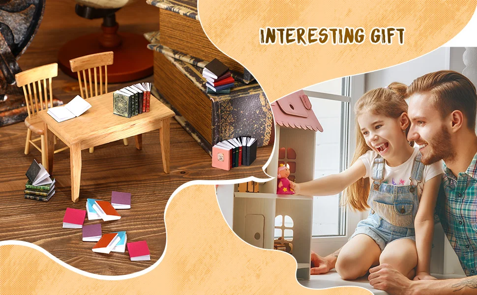 Miniatur-Puppenhaus-Bücher-Sortiment im Maßstab 1:12 – lebendiges dekoratives Zubehör für Puppenhaus, Rollenspiele und Spielzeugzubehör – Detail 1