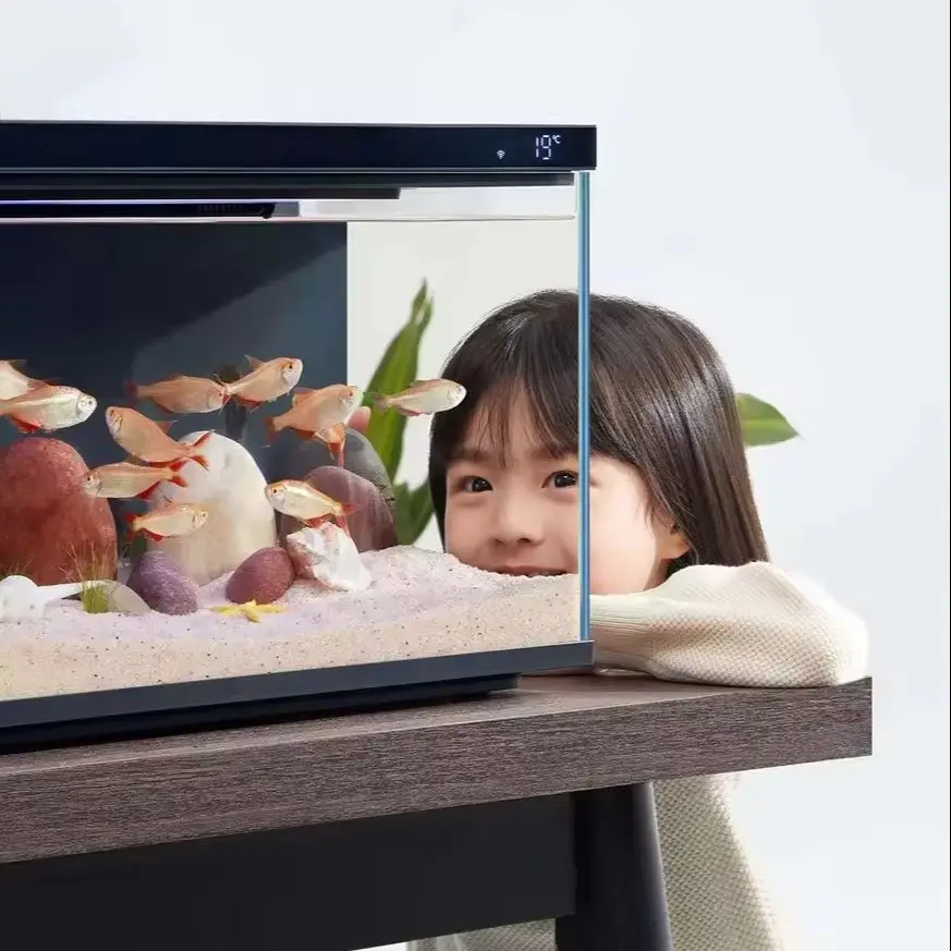 Original MIJIA Smart Fish Tank MYG100 with Mi Home App Control Auto Feeding 5-Stage Rear Filter and RGB LED Lights for Home CN