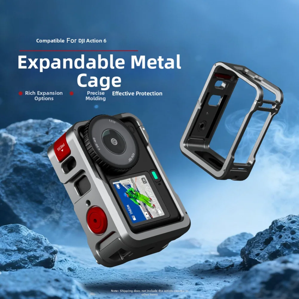 Aluminum Metal Cage Compatible with For DJI Action 6 Offering for rugged Protection Without Compromising Usability