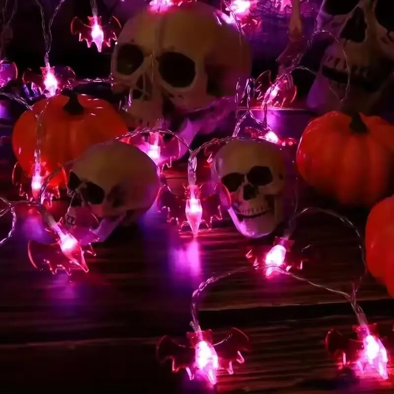 1PC Halloween Purple Bat String Lights,10/20/40 LED Decoration Lights,Battery Powered (No Plug)