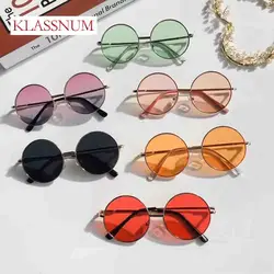 Gafas de sol Retro con montura redonda para niños y niñas, lentes de sol de 14mm, color negro, rojo y rosa, protección UV400, novedad de verano