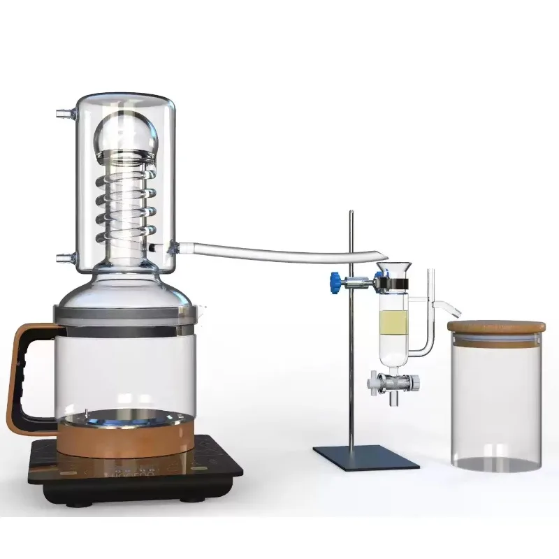 Destilador de vidrio Borax de 2400ml, Extractor de hidrosol de refrigeración por agua, Extractor de aceite esencial para el hogar, agua destilada para Perfume