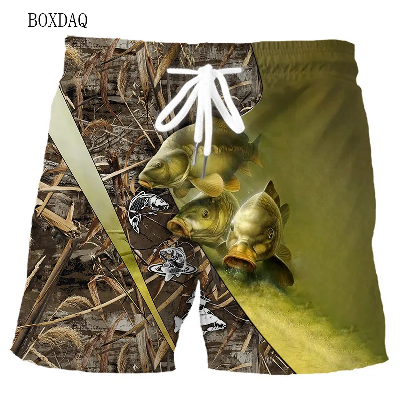 Pantalones cortos de pesca a la moda para hombre, Shorts informales de playa con estampado de peces en 3D, ropa de talla grande 6XL, pantalones