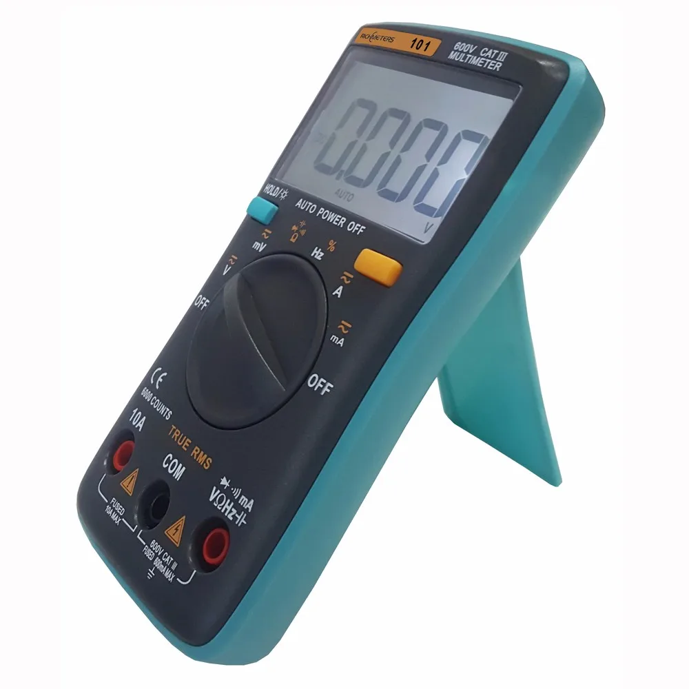 RM101 Digital Multimeter 6000 Counts Backlight Auto Ranging True RMS Data Hold Low Battery Alert