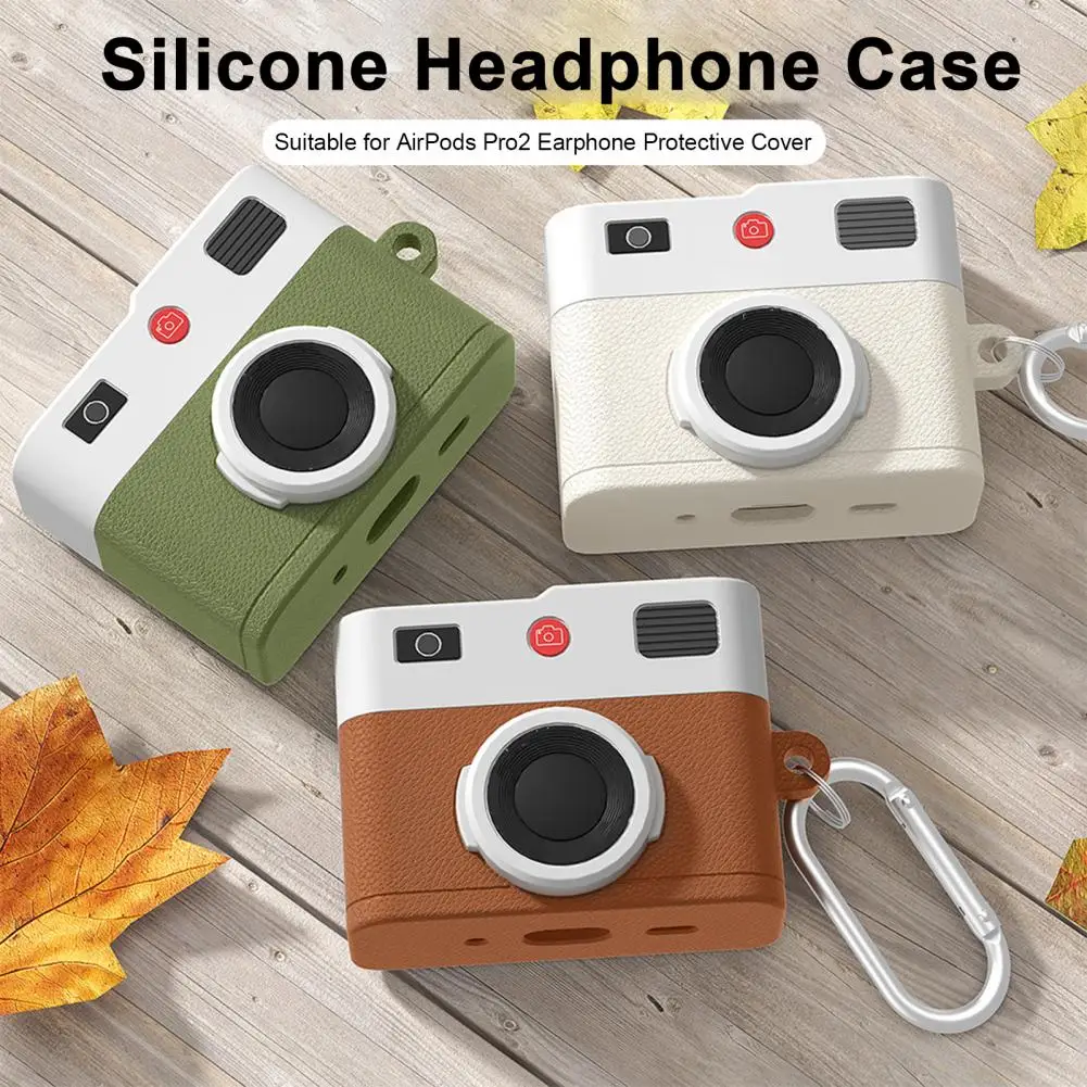 Retro 3D Camera Earphone Case Protective Cover for AirPods 4 Shockproof Protective Silicone Skin Cover