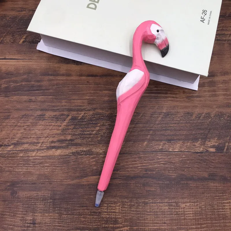 Penne Gel animali intagliate in legno regali di nozze ospiti Kawaii Unicorn Flamingo Pens fidanzato regalo di compleanno Baby Shower Favors