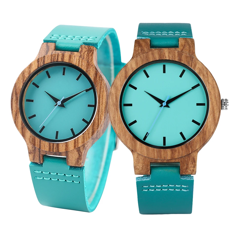 Wild Wooden Quartz Watch Zebrawood Dial Leather Strap Minimalist New Battery Zebby main image 4