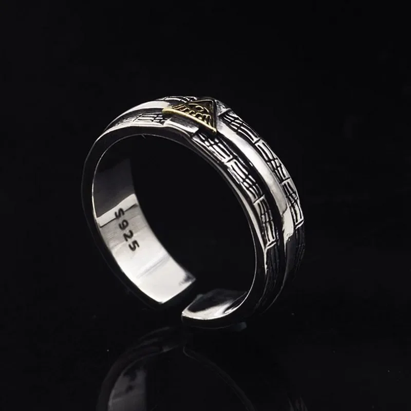 New 100% S925 Silver  Eye of God Men's Ring Hip Hop Horus Retro Personalized Single Jewelry Accessories