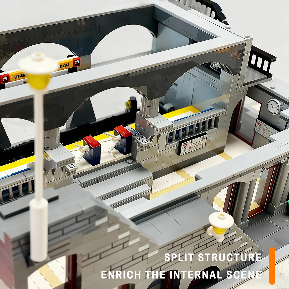 도시 라이트 레일 역 모델 지하철 빌딩 블록 스트리트 뷰 어려운 조립 장난감 어린이 크리스마스 선물용 3692PCS