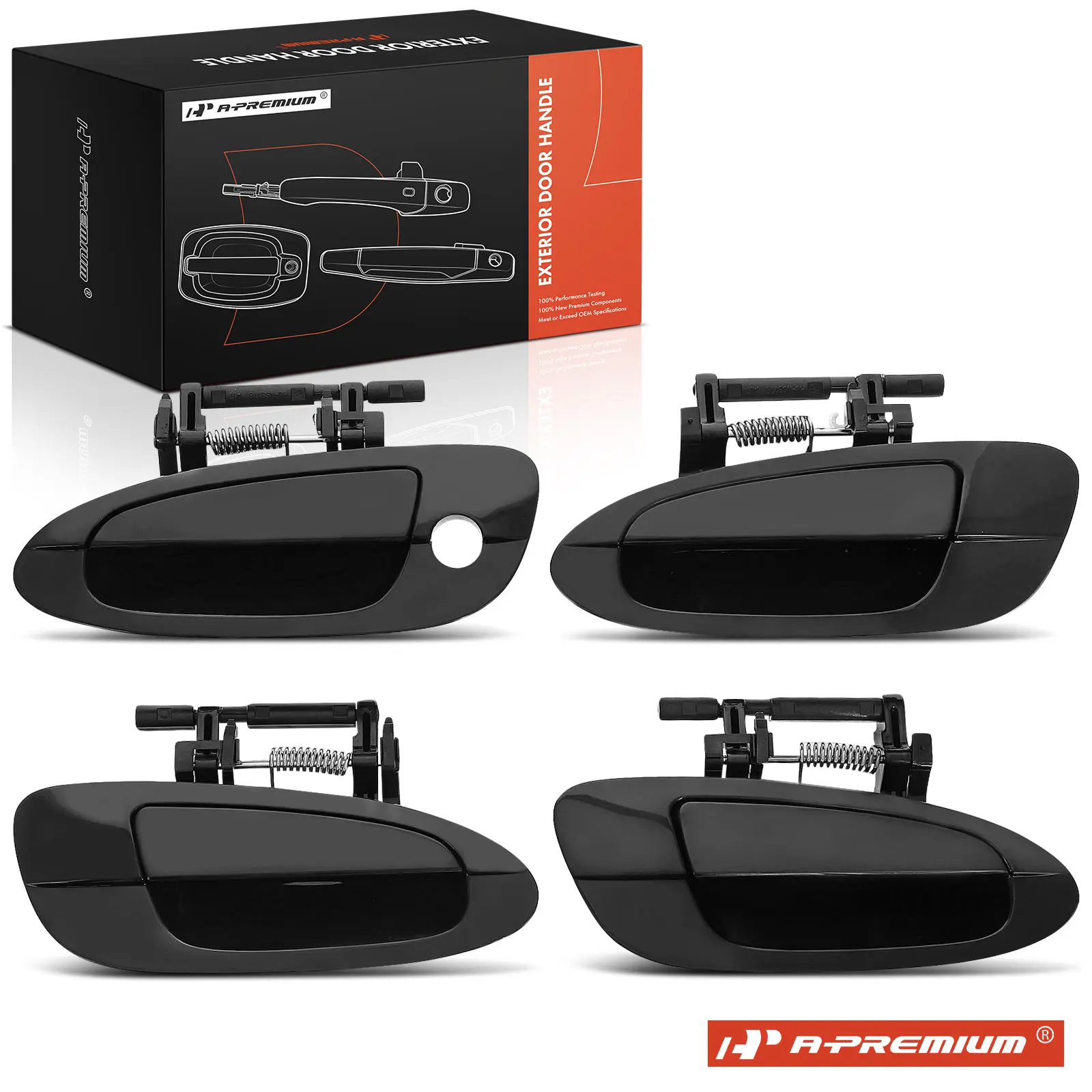 A-Premium 4Pcs Front & Rear Smooth Black Exterior Door Handle for Nissan Altima 2002-2006
