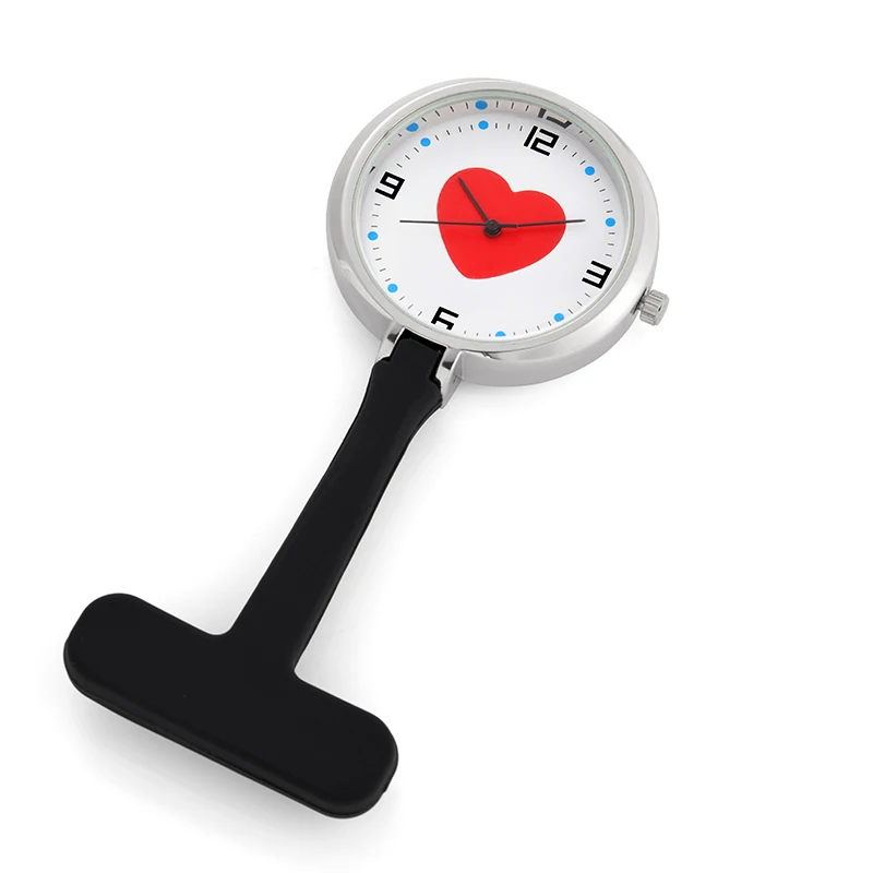 Quartz Nurse Fob Watch with Infection Control Design Silicone Brooch Pin Portable Pocket Clock for Healthcare Workers Ambulance