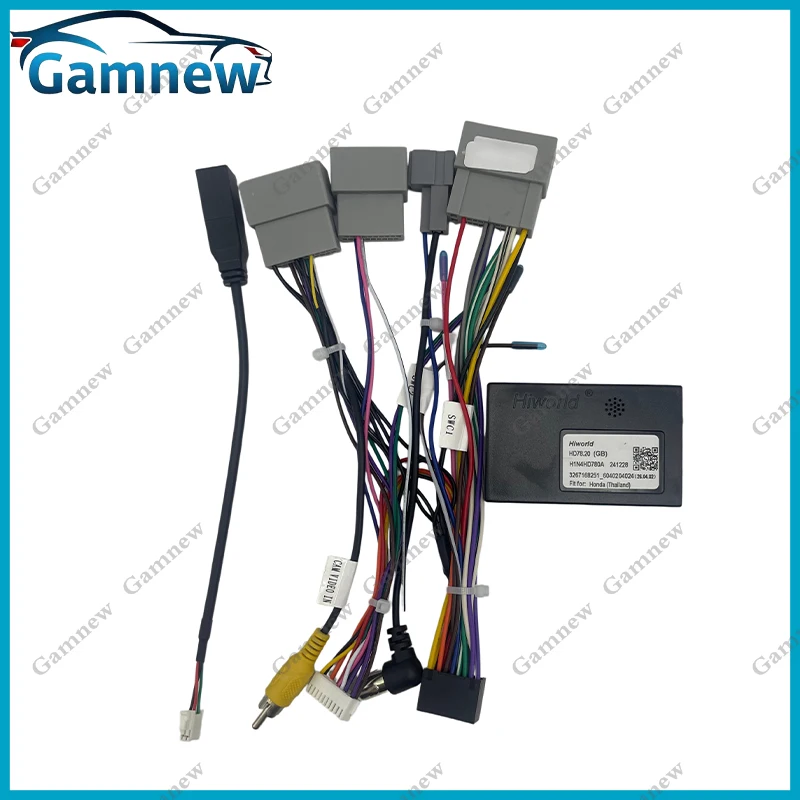 Gamnew Car 16pin Wiring Harness Adapter Canbus Box Decoder Android Radio Power Cable For Honda Stepwgn 2023-2024 HD78