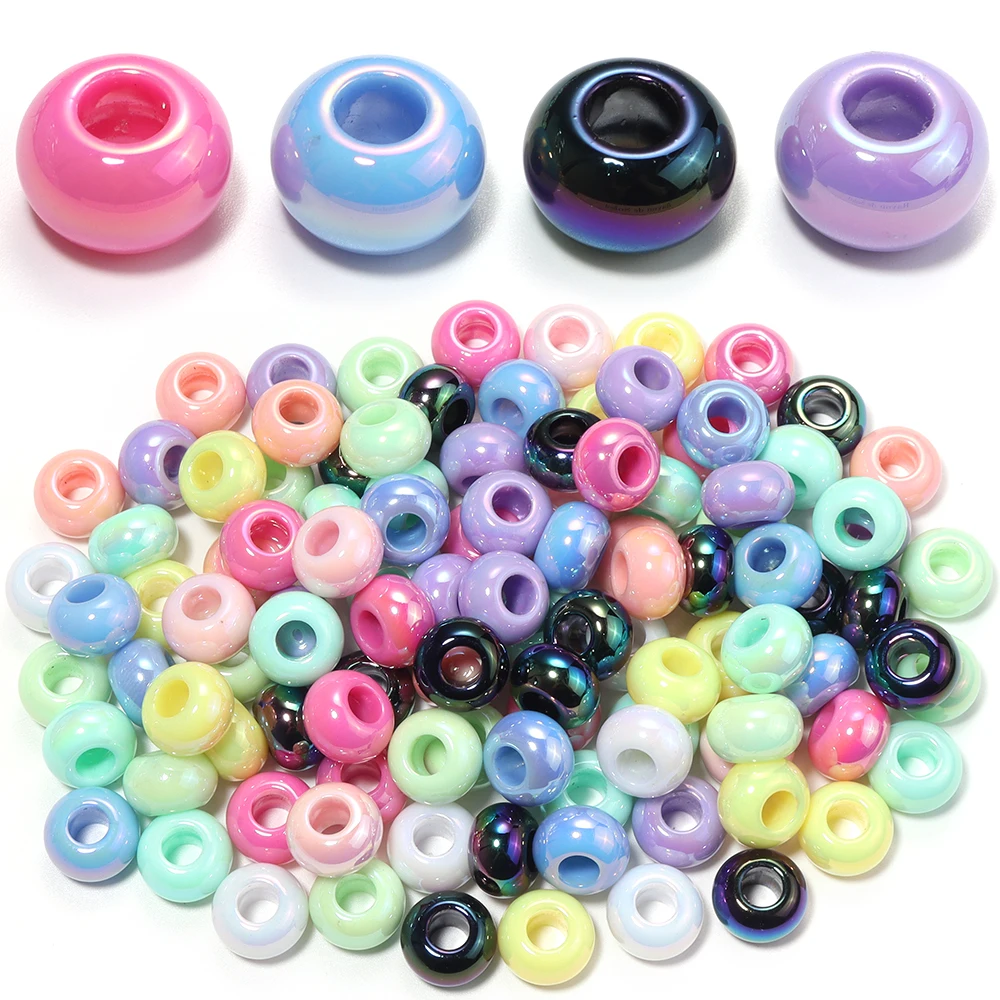20 Stück 9x14mm UV-Farbige Acryl-Abakusperlen mit Großem Loch, Runde Flache Lose Abstandsperlen für DIY Schlüsselanhänger, Armbänder und Schmuckherstellung – Detail 6