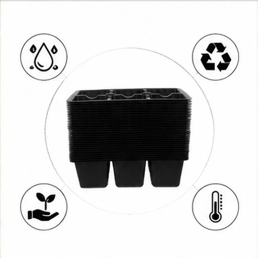 30Pcs Seedling Starter Trays Black Plastic Flat Bottom Drainage Hole Plant Germination Tray Indoor Vegetable Flower Herb Balcony