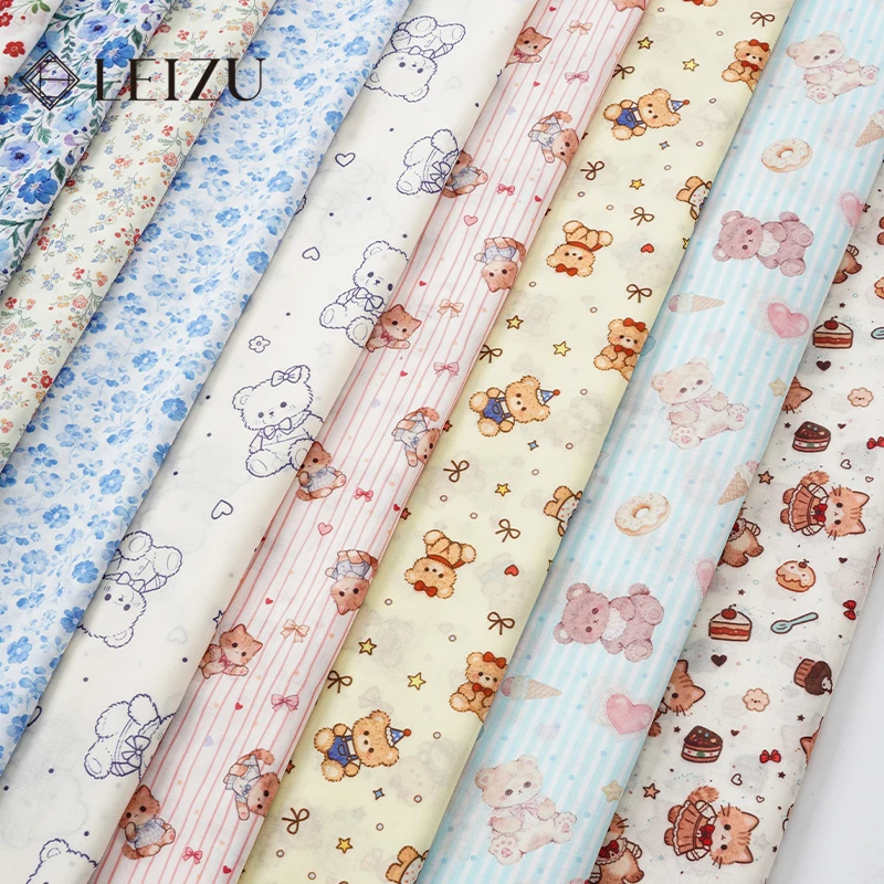

50x150cm Floral Fabric Cute Cartoon Imitation Poplin Fabrics Breathable Soft for DIY Sewing Dress,Children's Clothing Accessorie