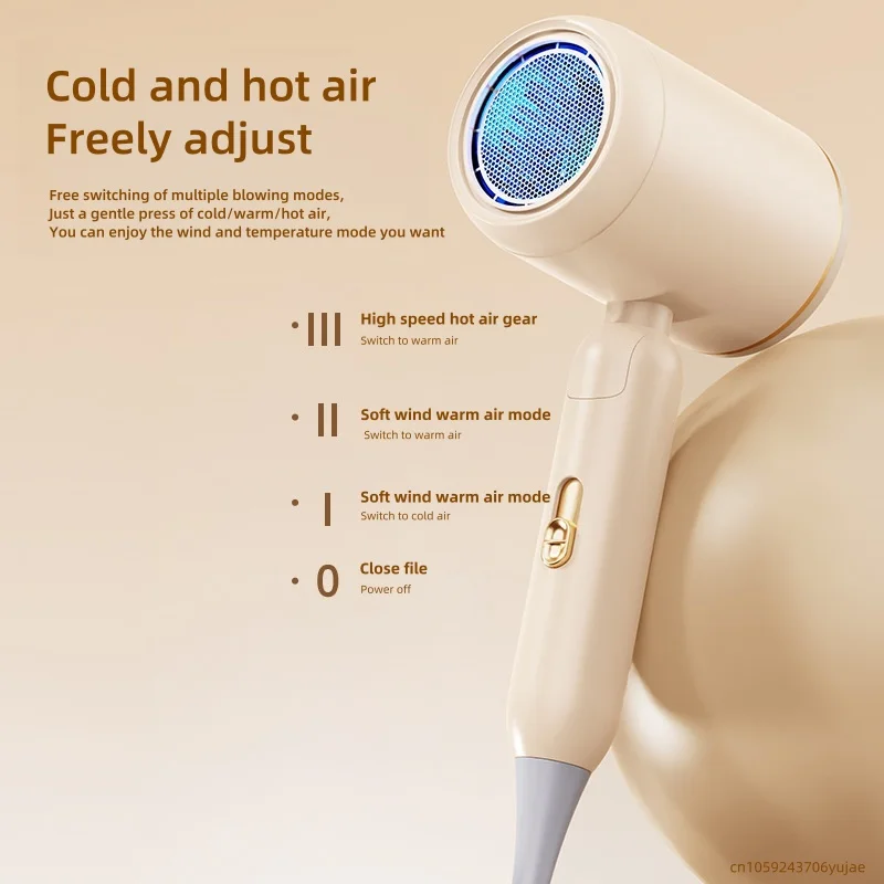 The Latest Foldable Hair Dryer With EU/US/UK Plug, High-Power 19 Second Quick Drying Blue Light Negative Ion Silent Hair Dryer