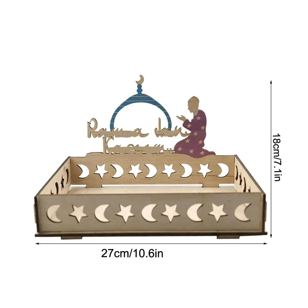 Ramadan Tray Moon and Star Tray, Rectangle Shape Ramadan Plate for Home Snack Decorations
