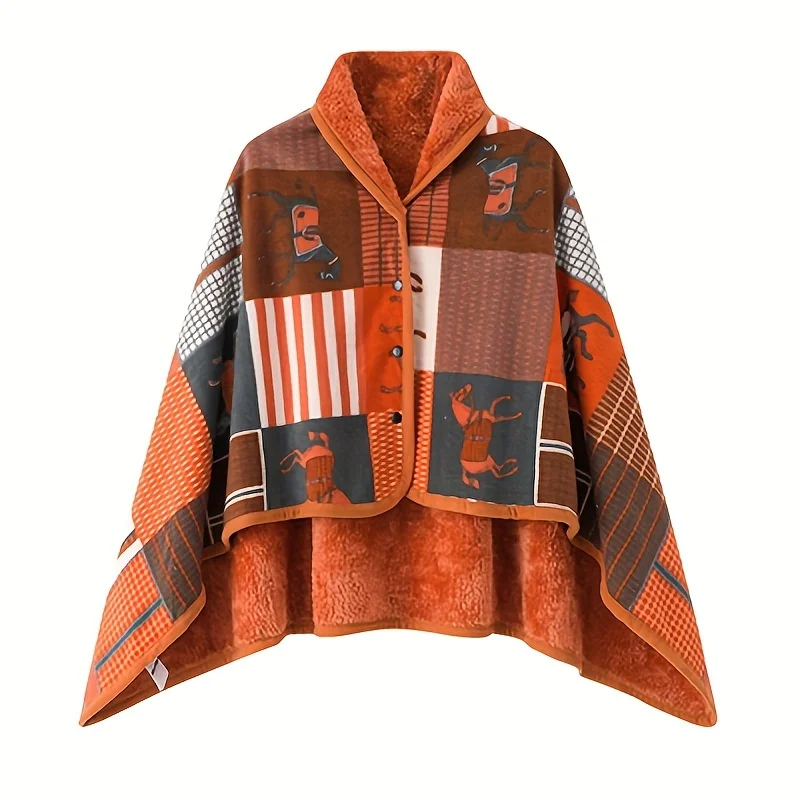 

Толстая двусторонняя шаль в клетку — уютное зимнее одеяло с застежкой на пуговицы для офиса и домашнего использования