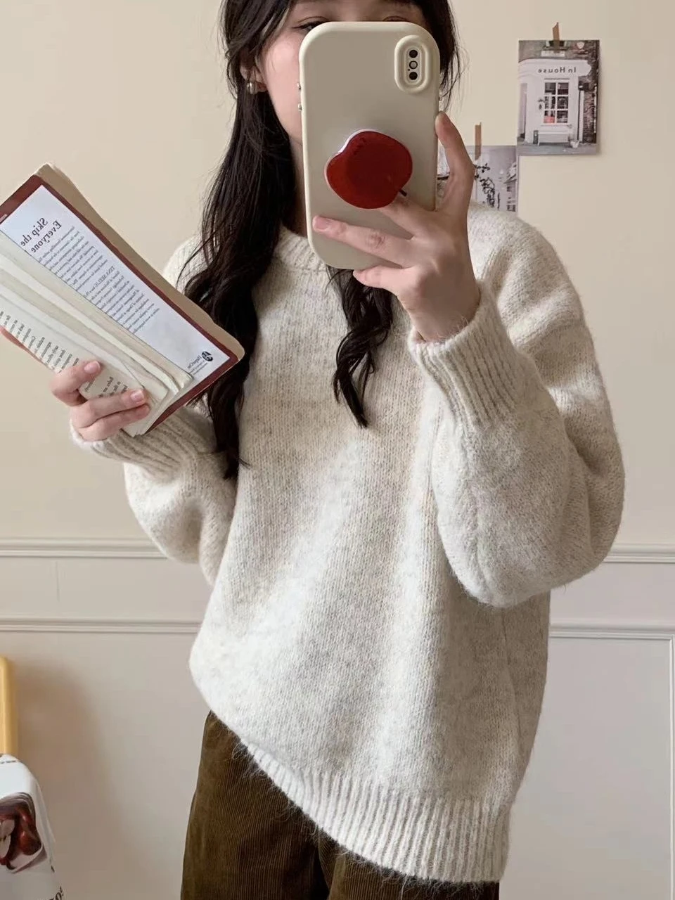 

Loose Women's Knitted Sweater Long Sve round Ne Overhead Soft Comfortable Versatile Autumn Winter New Sle Korean Sle