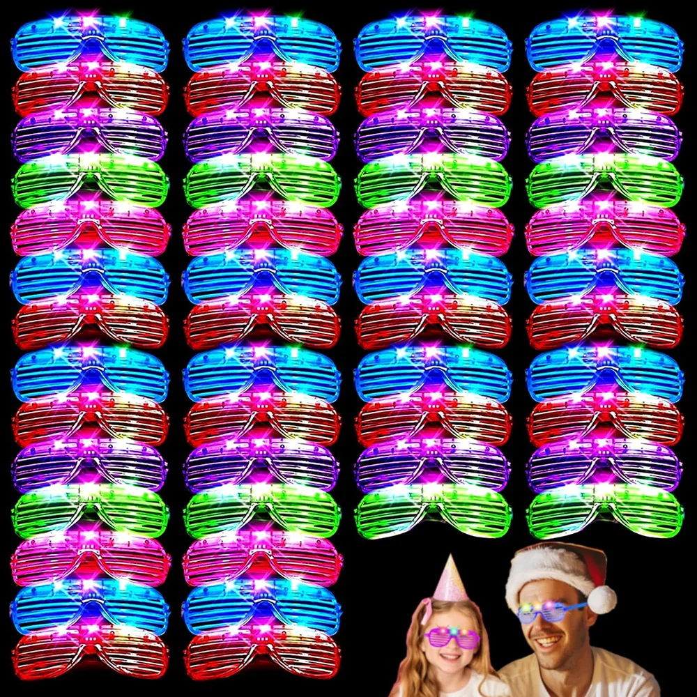 

Light Up Glasses Glow In The Dark Party Supplies LED Glow Glasses Flashing Sunglasses for Kids and Adults Birthday Wedding Party