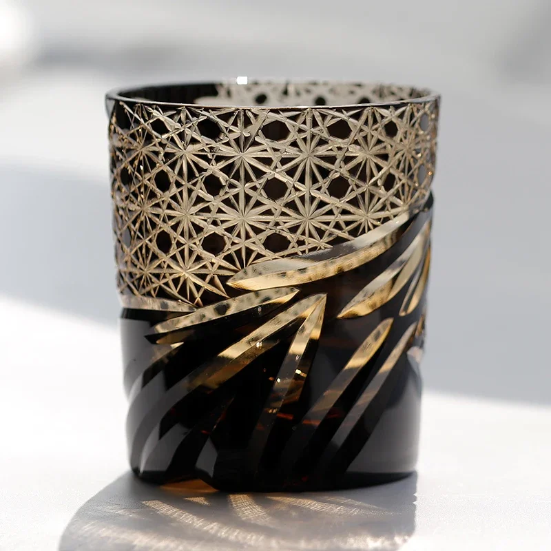 Edo Kiriko Japanese Old Fashioned Whiskey Glass Sake Cup Premium Crystal Cocktail Glass Rocks Glass Tumbler With Gift Box