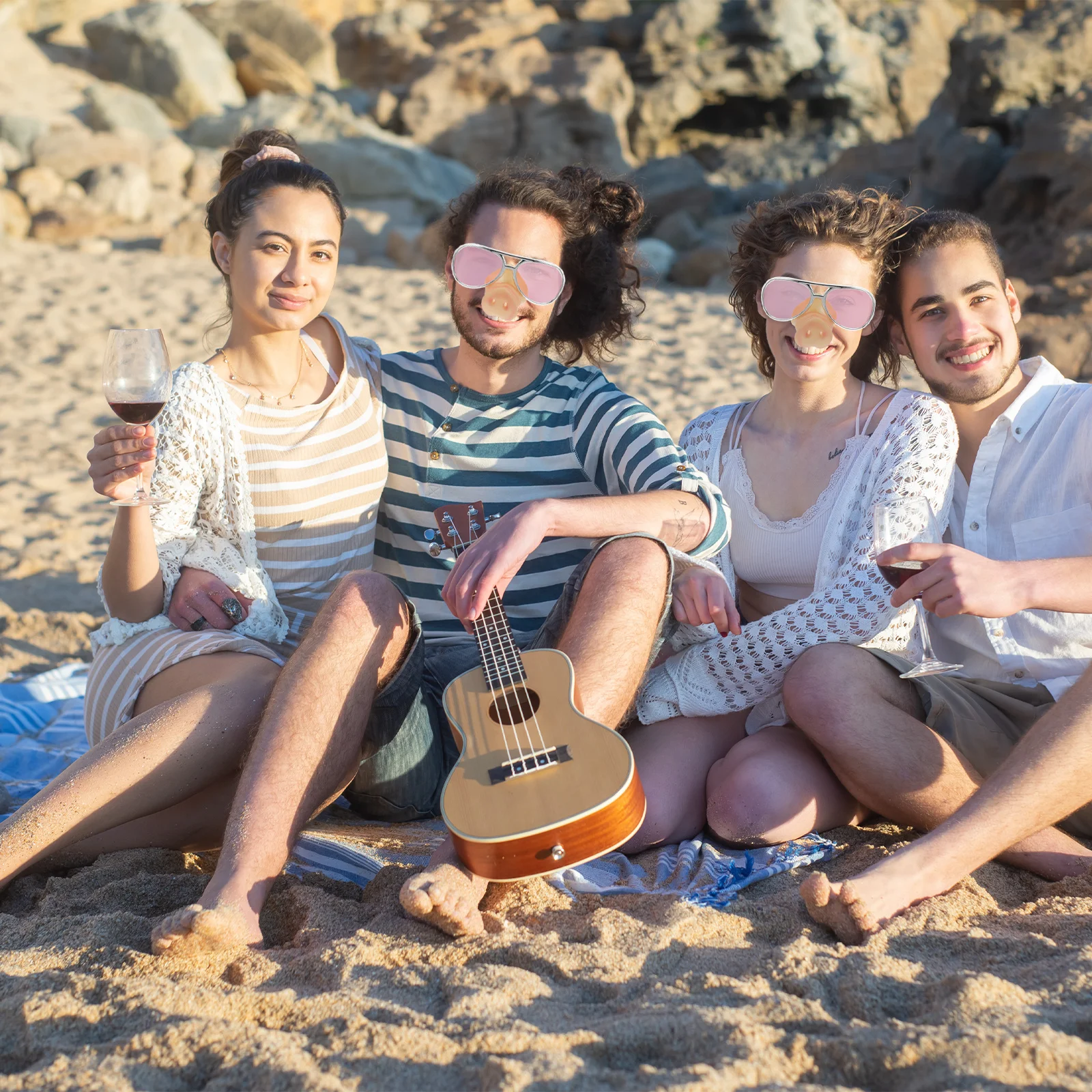 

2Pcs Pig Nose Glasses Funny Party Eyeglasses Unique Design Lightweight Cosplay Accessory Golden Party Glasses