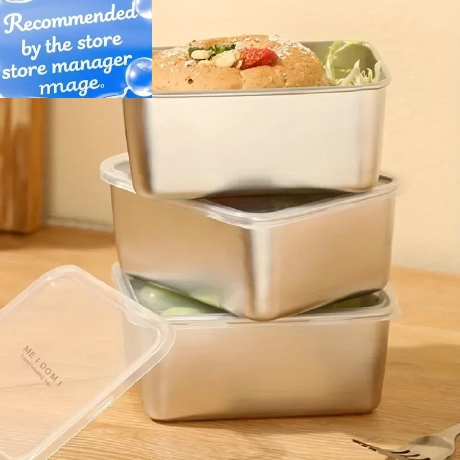 

Ящик для хранения свежести из нержавеющей стали с герметичной крышкой, утолщенный небольшой ланч-бокс, упаковка для кемпинга и ящик для хранения еды