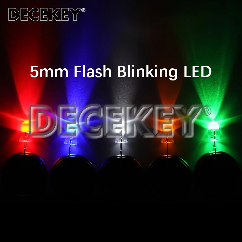 50pcs 5mm White Green Red Blue Yellow Light-Emitting-Diode Automatic Flashing LED Flash Control Blinking 5 mm LED Diode 1.5HZ