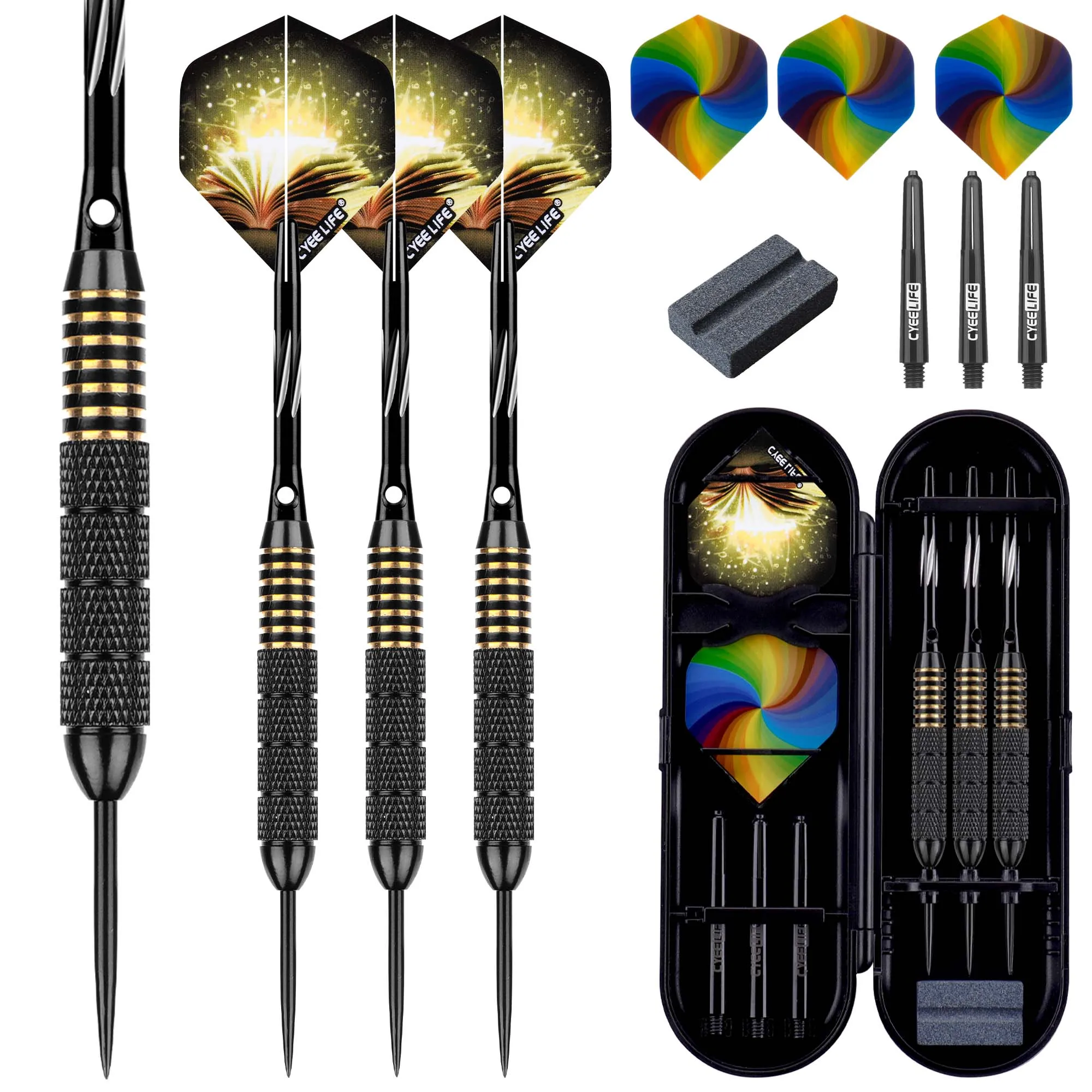 CyeeLife 26g Professional Dart Set 3PCS Steel Tip Darts Flights Anti-Fall Hard Dart Pure copper Dart Flying For Dartboard