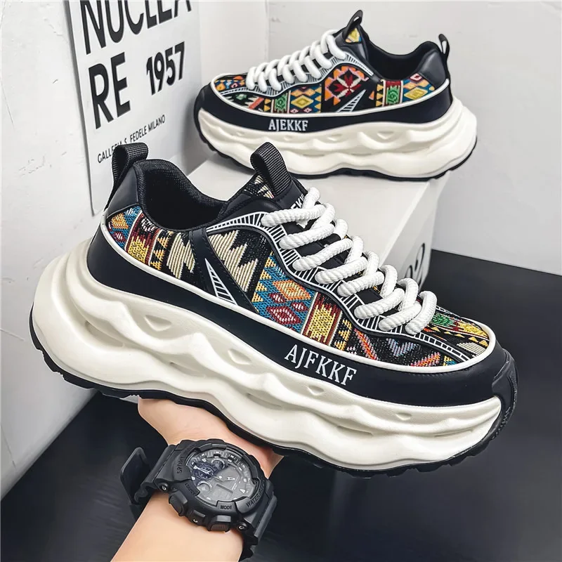 Spring/Autumn 2024 Men's Shoe Trend Korean Edition Casual Sports Shoes Height Increasing Breathable Popular Dad Shoes sneakers