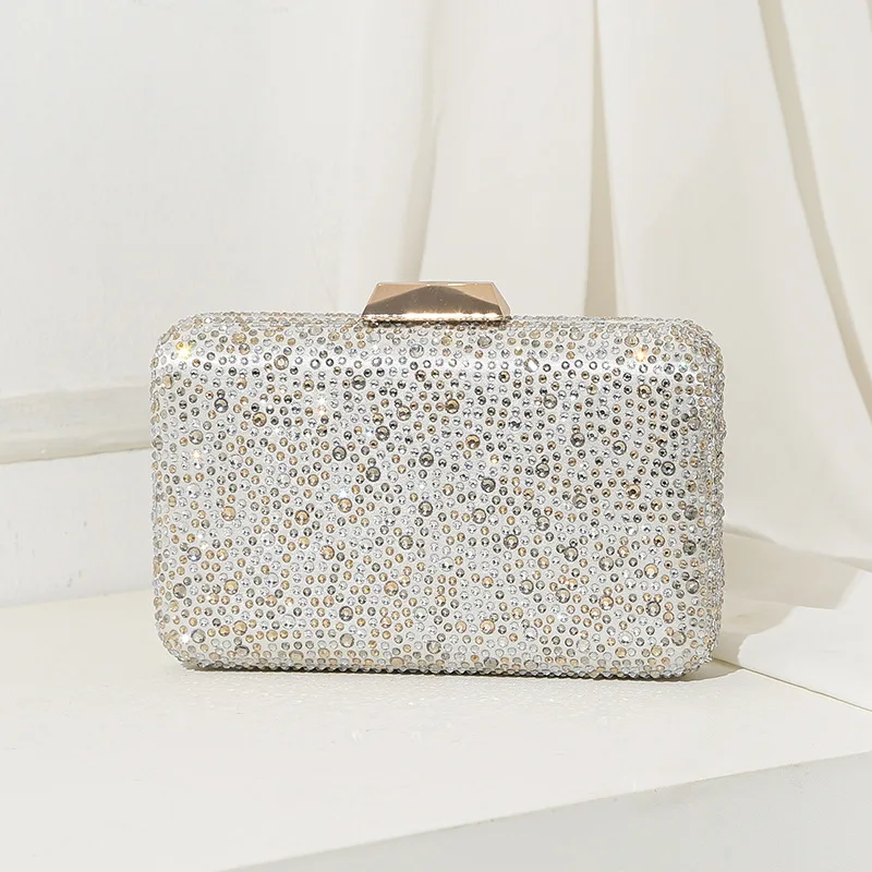 Gradual change hot diamond flash luxury double-sided rhinestone clutch bag bridal party dress bag vacation messenger women's bag