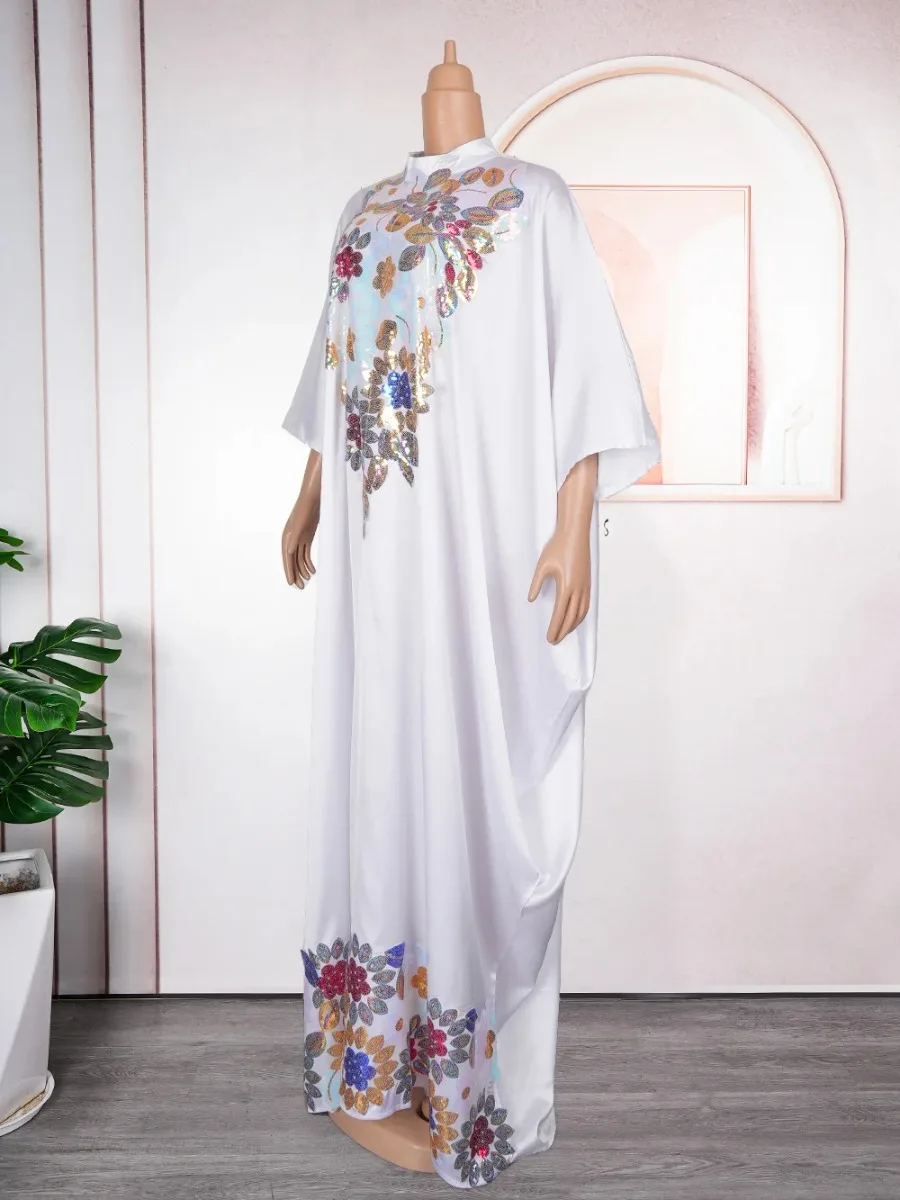 Vestidos africanos de talla grande para mujer, vestido largo africano de manga larga con lentejuelas de verano, caftán Dashiki, ropa africana, Abaya musulmana