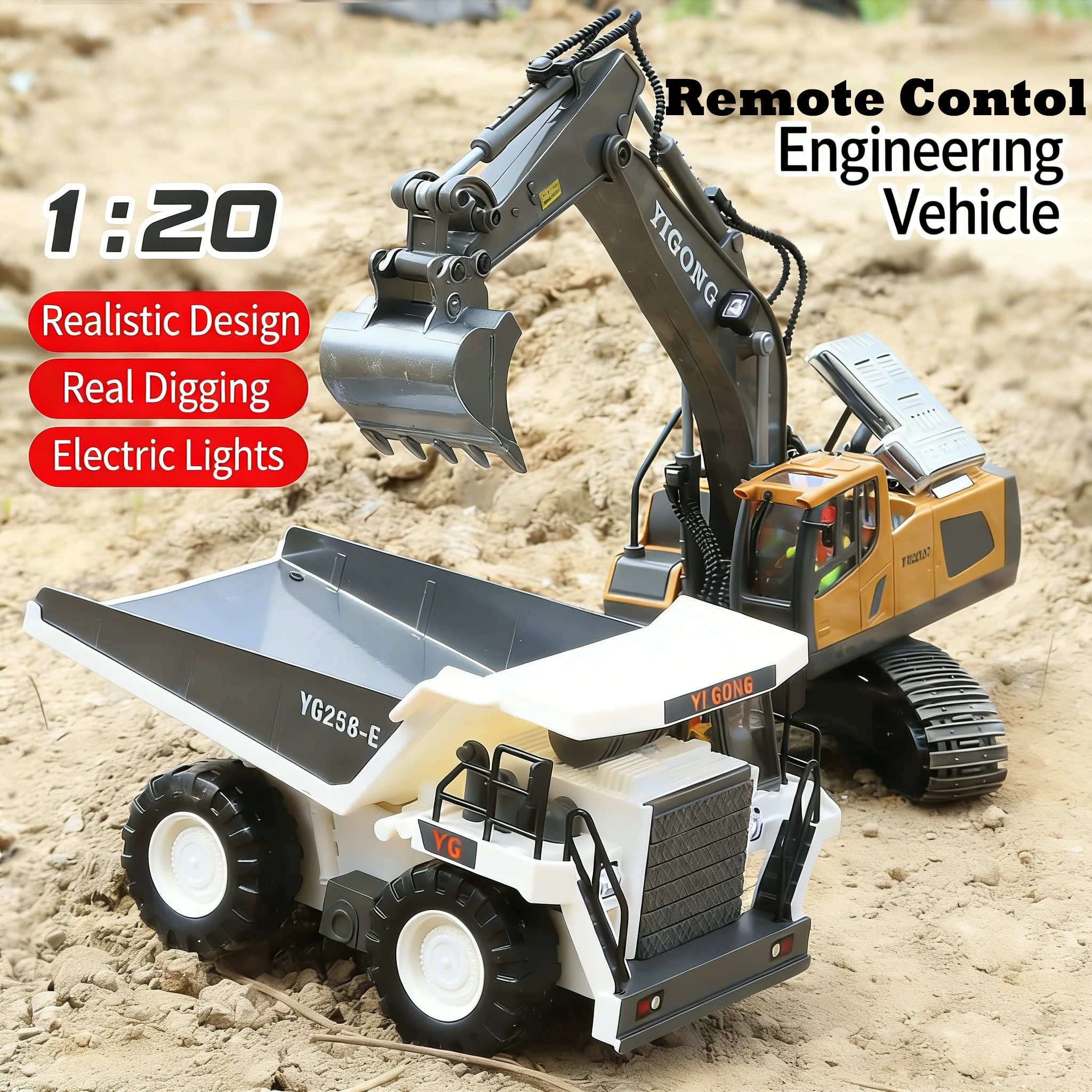 

2.4G RC Excavator 1/20 Remote Control Dump Truck Bulldozer Electric Construction Engineering Vehicle Model Toy Kid Boy Gifts
