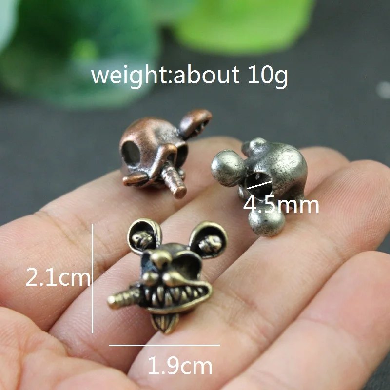 Smoking Rabbit Skull Head Brass Knife Beads EDC Paracord Lanyard Pendants Jewelry DIY Umbrella Rope Bracelets Charms Accessories