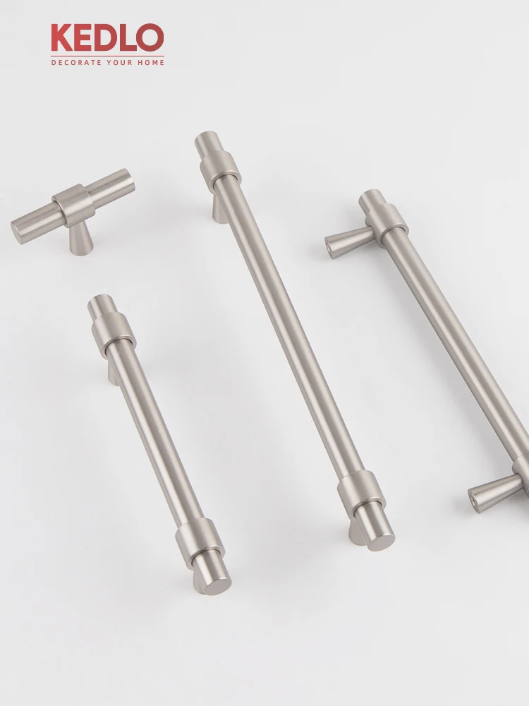 KEDLO Europäischer Stil Luxuriöser Massiver Messinggriff mit Gebürstetem Nickel für Küchenschubladen, Glänzend Silberner Langer Griff – Detail 14