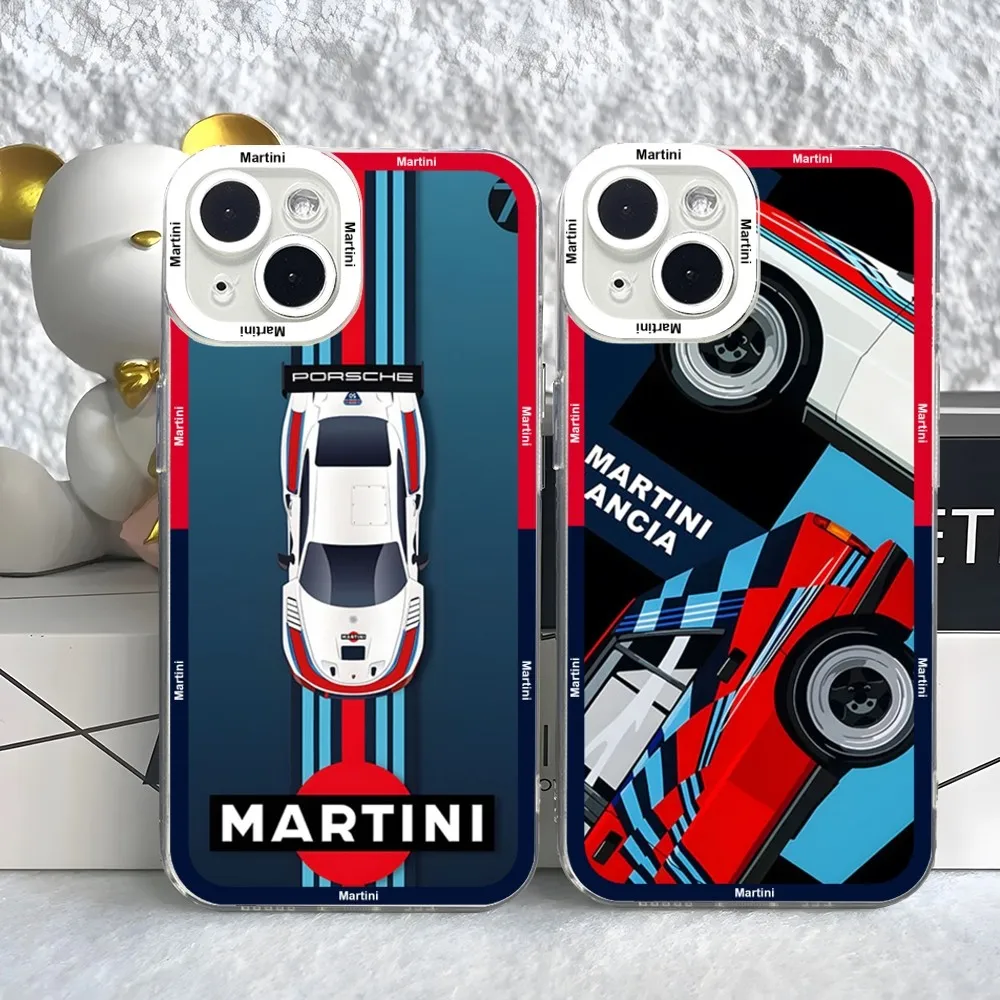 Martini Racing Colours Print Mouse Pad Case For iPhone 15 14 13 12 11 Pro Max Mini XS X XR SE 7 8 Plus Soft Angel Eyes Cover