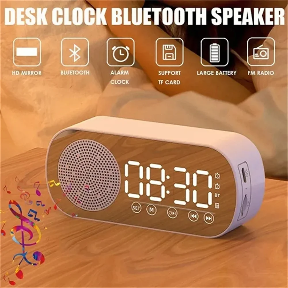 LED Digital Alarm Clock USB Charging Wireless Bluetooth Speaker Date Week Display Electronic Table Clocks Brightness Adjustment