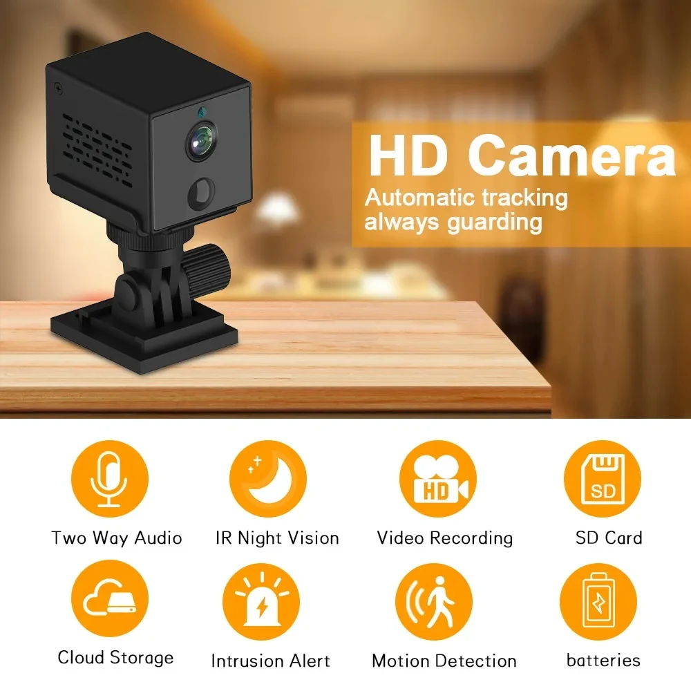 500W Pixel HD WiFi Camera Smart Security Surveillance Home Surveillance Camera PIR Body Detection Two-Way Audio Mini Camera