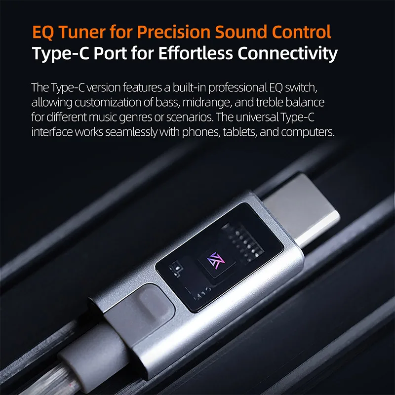 

KZ-M2 Silver-plated upgrade cable with dual 3.5 mm/Type C microphone for EDX Pro X AS16 Pro PRX Zenith