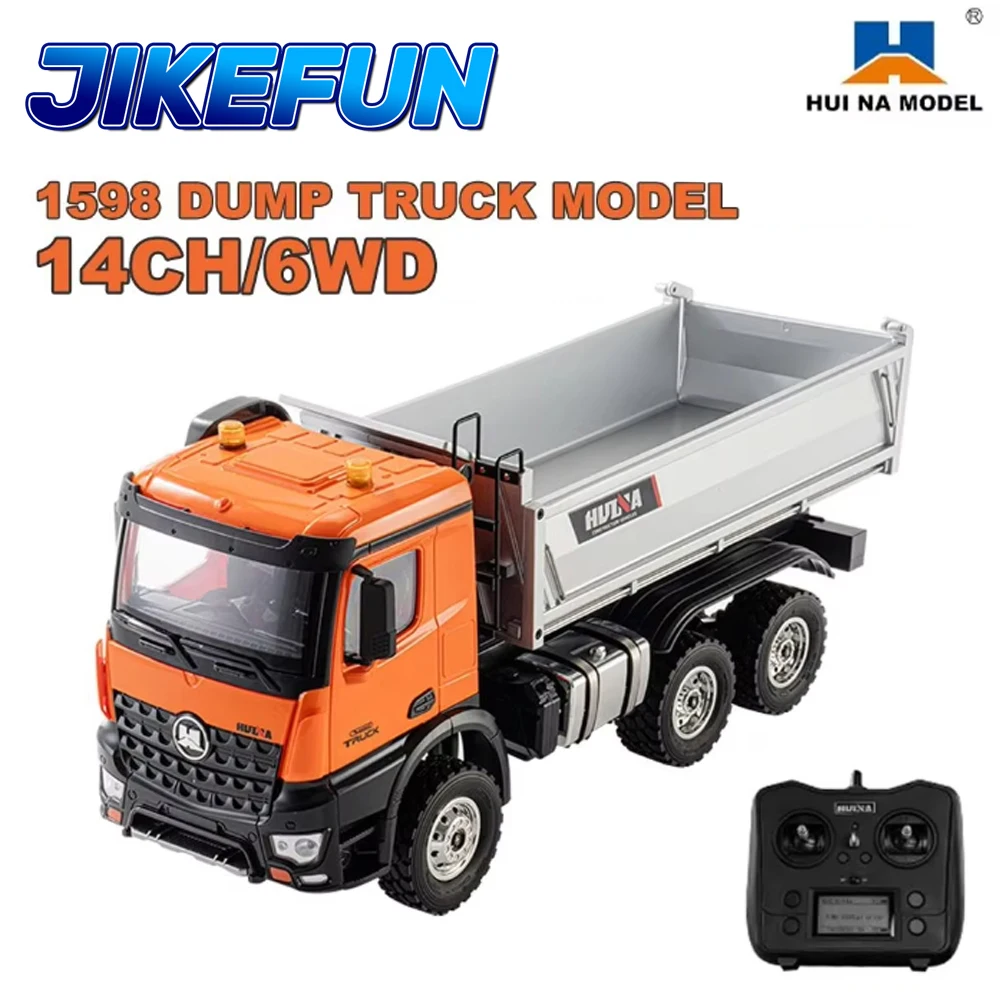

Радиоуправляемый самосвал HUINA 1598 1/14, 14 каналов, из сплава, 6WD, электрический, инженерный транспорт, модель RTR, игрушка для детей