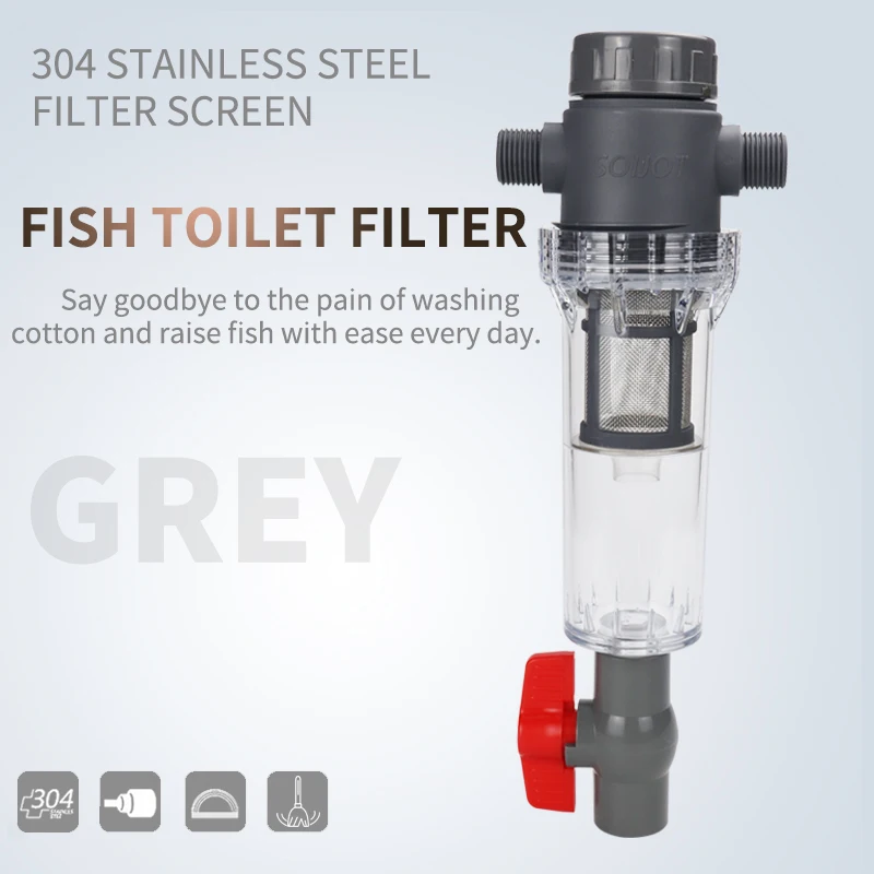 Fish tank fish toilet Full transparent fish waste collector Aquarium drainage collector Automatic cleaning filter