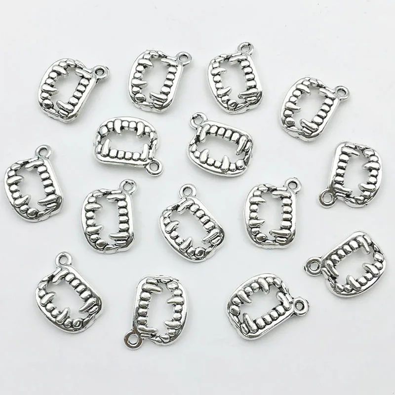 10/20pcs Antique Silvery Vampire Teeth Creative Charm Alloy Pendant For Jewelry Making Bracelet Necklace Earrings  DIY Handmade