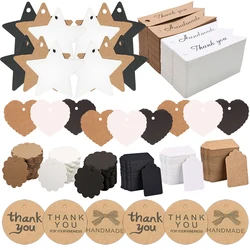 100pcs/set Decoration Paper Tag Board Heart Round Square Shape Kraft Paper Baking Cake Blank Label Clothing Tags Party Decor