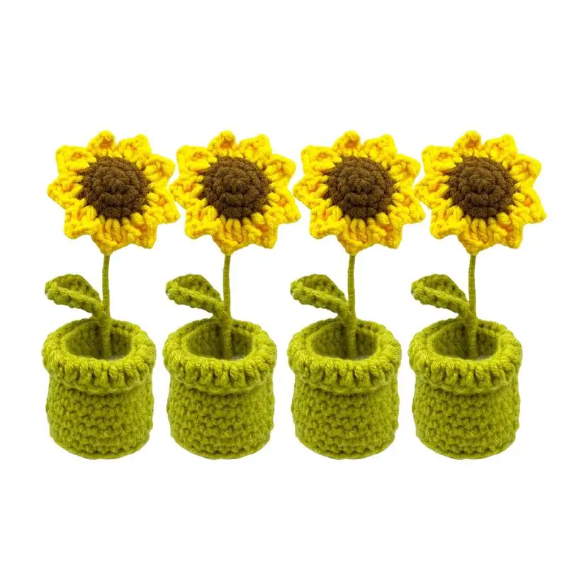 

Flowers Furniture Leg Socks 4pcs Crochet Protector Chair Leg Protector Furniture Sock Elastic Non-Slip Sunflower Design For Oval