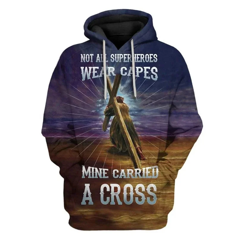 Sudaderas con capucha con estampado 3D de Jesús cristiano para hombres y niños, ropa de calle de moda, sudaderas con capucha Harajuku, jerséis con capucha, Invierno